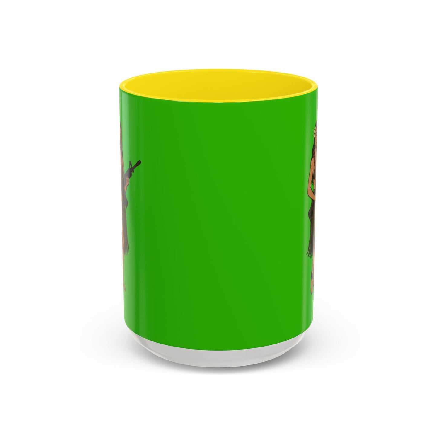 Hula Girl Packin' Heat Light Green Accent Mug by theGreenDragonTavern.shop