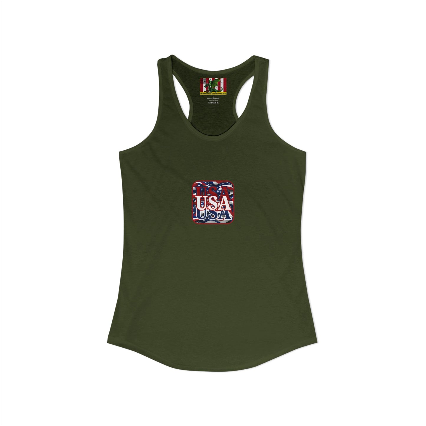 2-sided, Red WHITE and Blue USA Patriot Women's Racerback Tank Top by theGreenDragonTavern.shop
