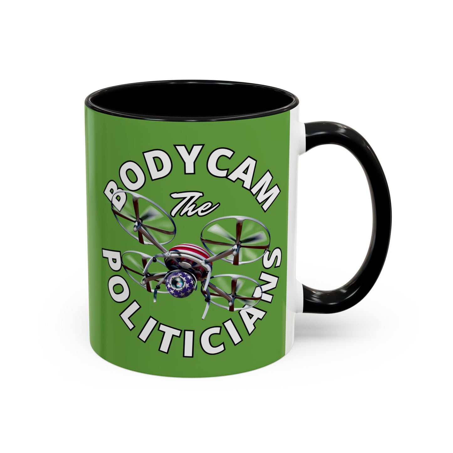 Bodycam the Politicians Drone Green Accent Mug by theGreenDragonTavern.shop