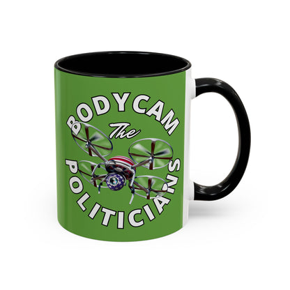 Bodycam the Politicians Drone Green Accent Mug by theGreenDragonTavern.shop