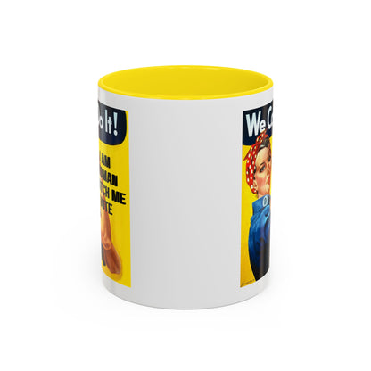 I Am Woman Watch Me Vote Rosie White Accent Mug by theGreenDragonTavern.shop