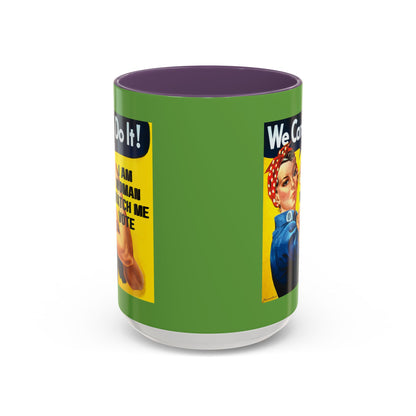 I Am Woman Watch Me Vote Rosie Green Accent Mug by theGreenDragonTavern.shop