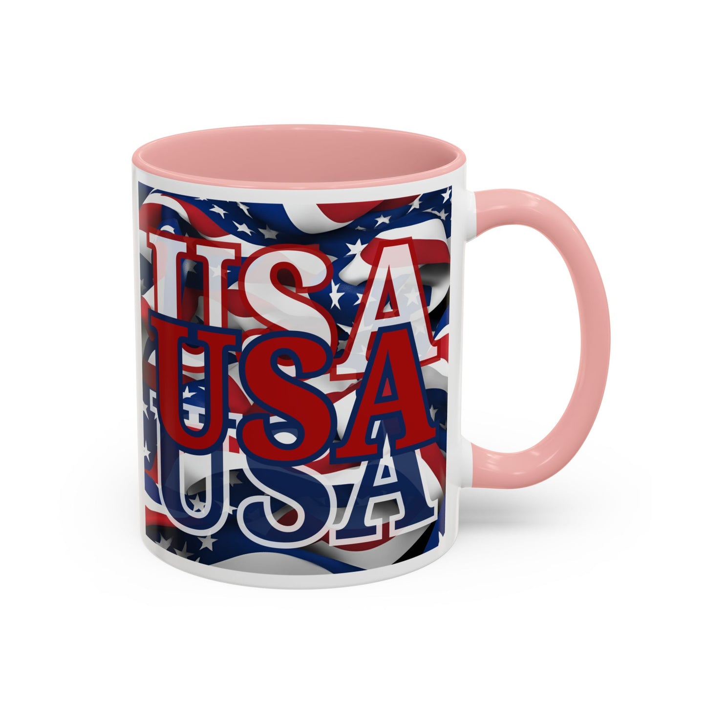 USA Red font Center Patriot White Accent Mug by theGreenDragonTavern.shop