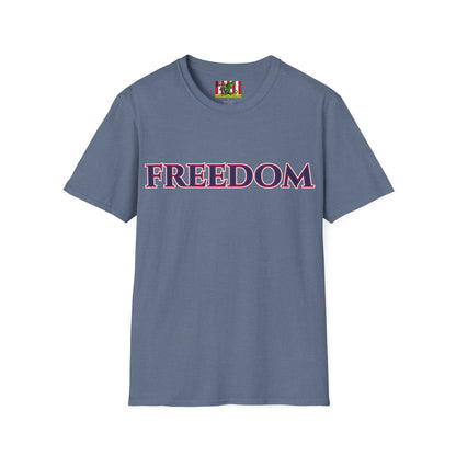 Freedom, Blue font, Dark colors Unisex T-Shirt by theGreenDragonTavern.shop