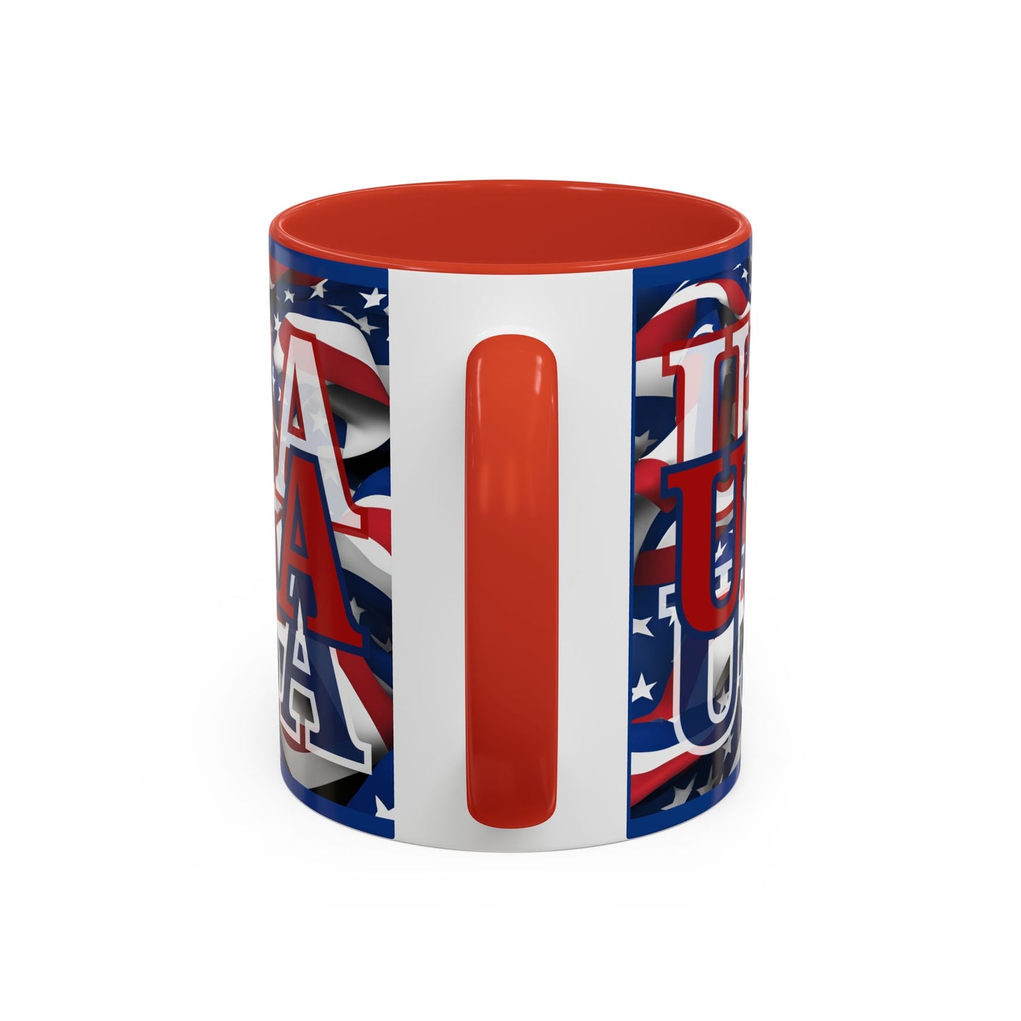 USA Red font Center Patriot Blue Accent Mug by theGreenDragonTavern.shop
