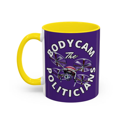 Bodycam the Politicians Drone Dark Purple Accent Mug by theGreenDragonTavern.shop