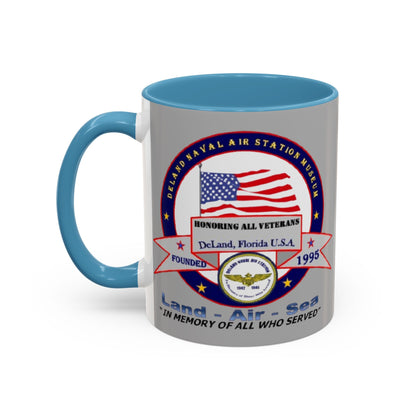 DNASM 2-sided, Founding & Student Art Light Grey Accent Mug by theGreenDragonTavern.shop