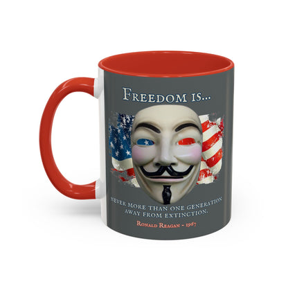Ronald Reagan Freedom Vendetta Grey Accent Mug by theGreenDragonTavern.shop