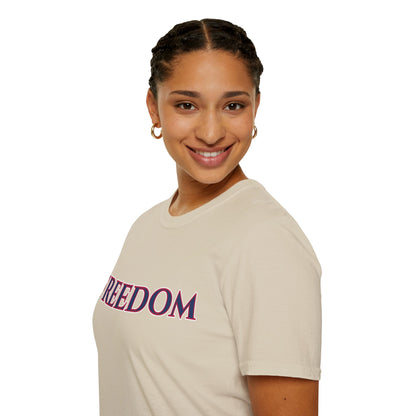 Freedom, Blue font, Light colors Unisex T-Shirt by theGreenDragonTavern.shop