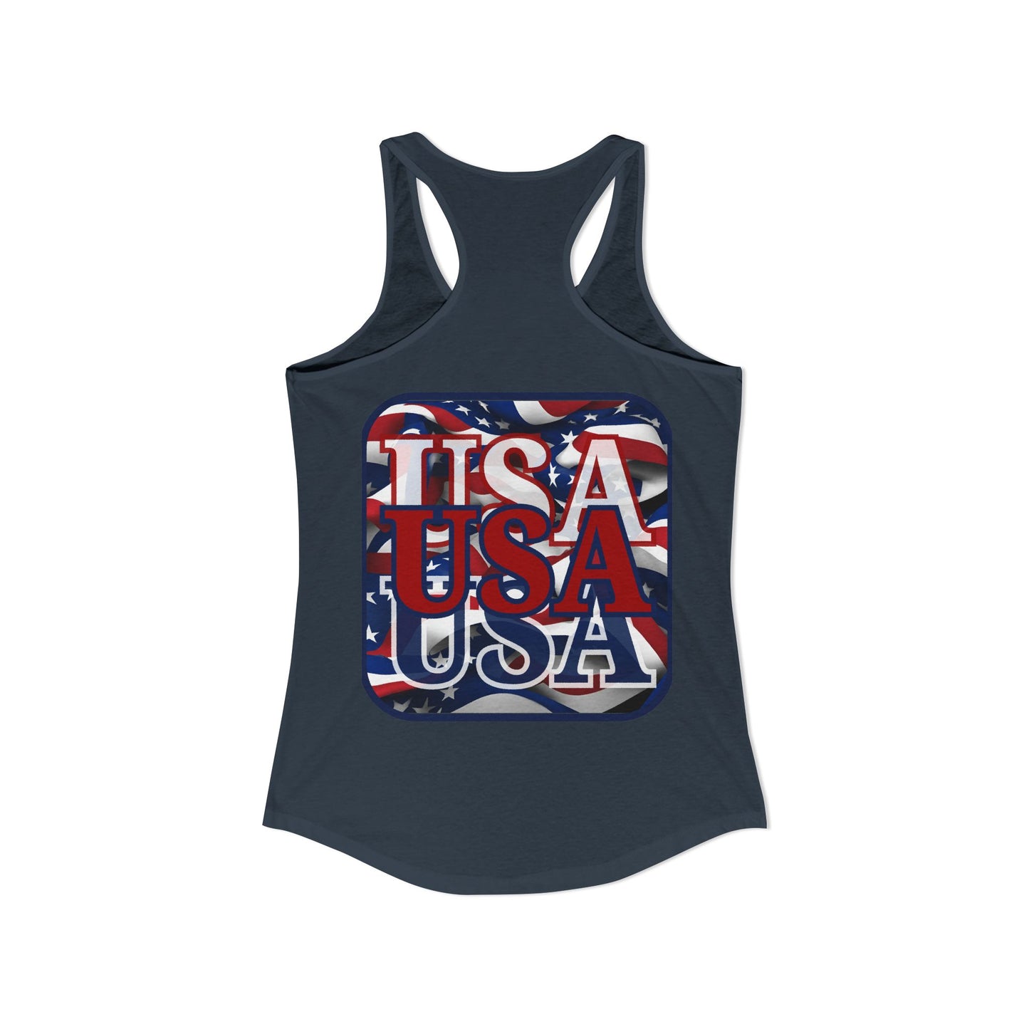 2-sided, RED White and Blue USA Patriot Women's Racerback Tank Top by theGreenDragonTavern.shop