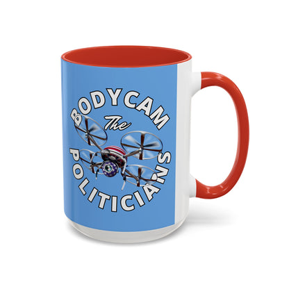 Bodycam the Politicians Drone Light Blue Accent Mug by theGreenDragonTavern.shop