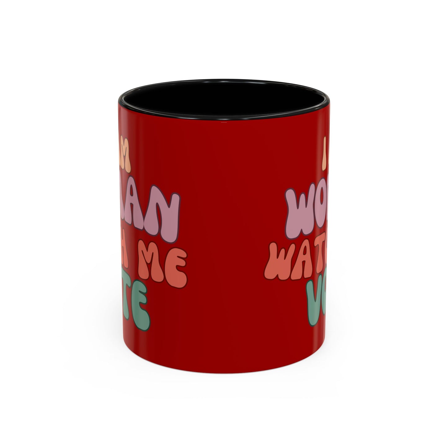 I Am Woman Watch Me Vote Red Accent Mug by theGreenDragonTavern.shop