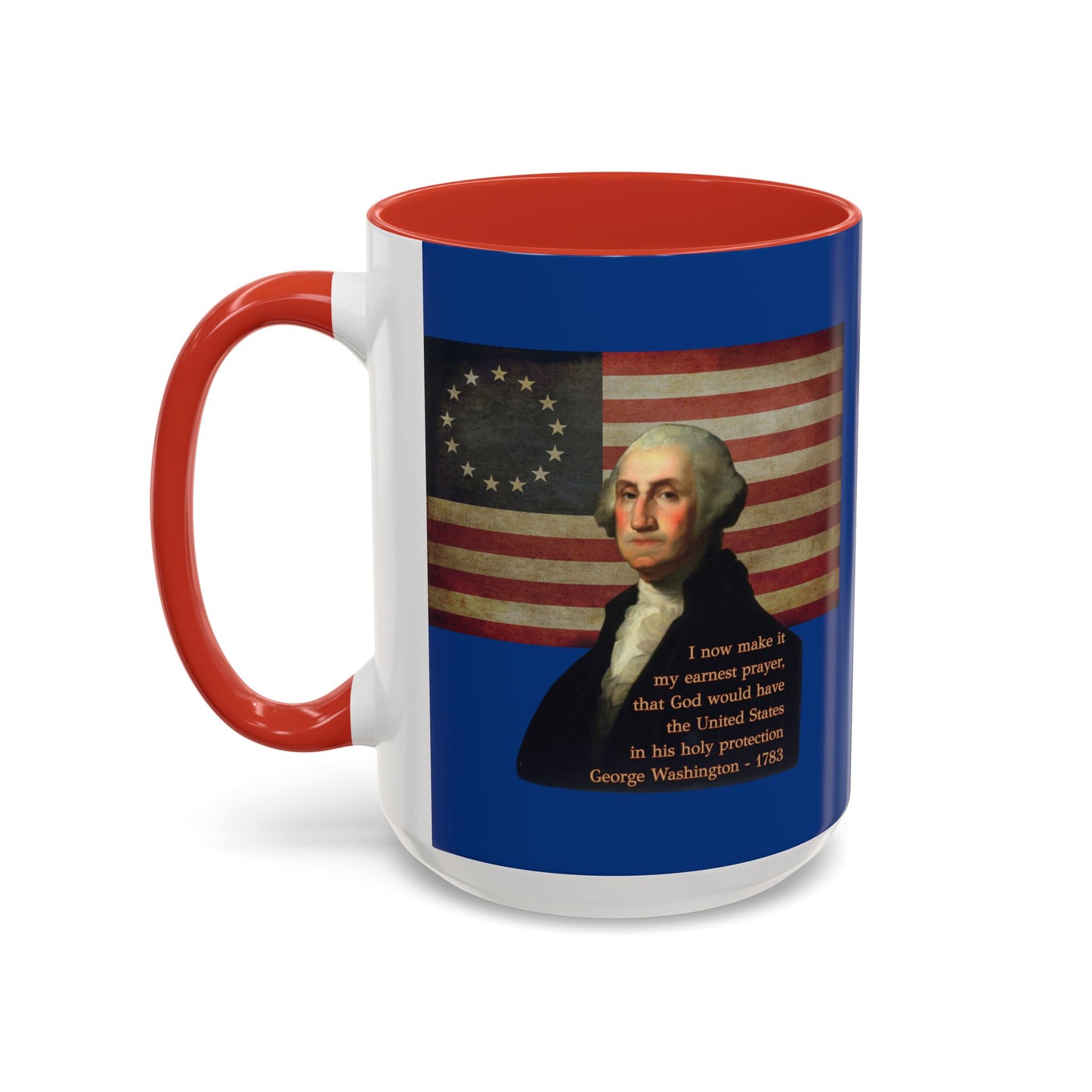 Washington's Earnest Prayer Dark Blue Accent Mug by theGreenDragonTavern.shop