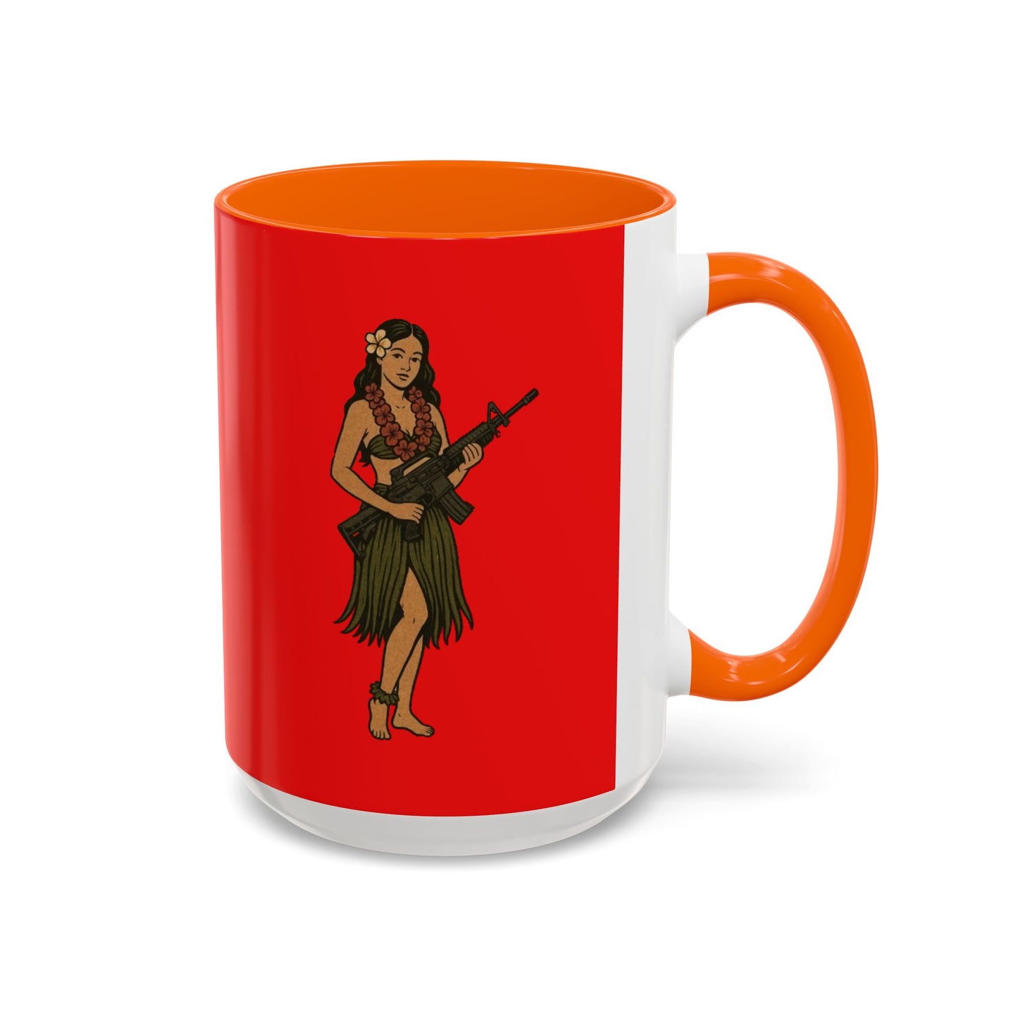 Hula Girl Packin' Heat Red Accent Mug by theGreenDragonTavern.shop