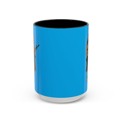 Hula Girl Packin' Heat Light Blue Accent Mug by theGreenDragonTavern.shop