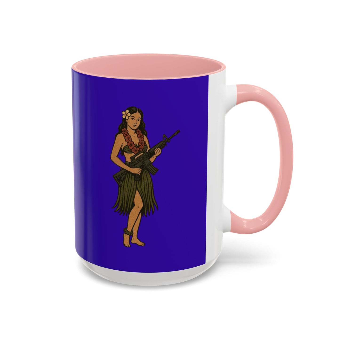 Hula Girl Packin' Heat Dark Purple Accent Mug by theGreenDragonTavern.shop