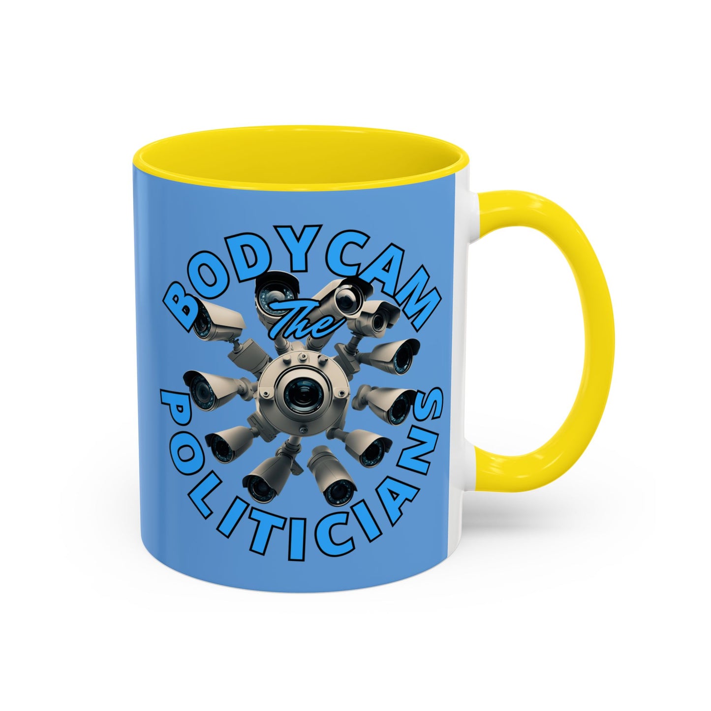 Bodycam the Politicians Cameras Blue Accent Mug by theGreenDragonTavern.shop