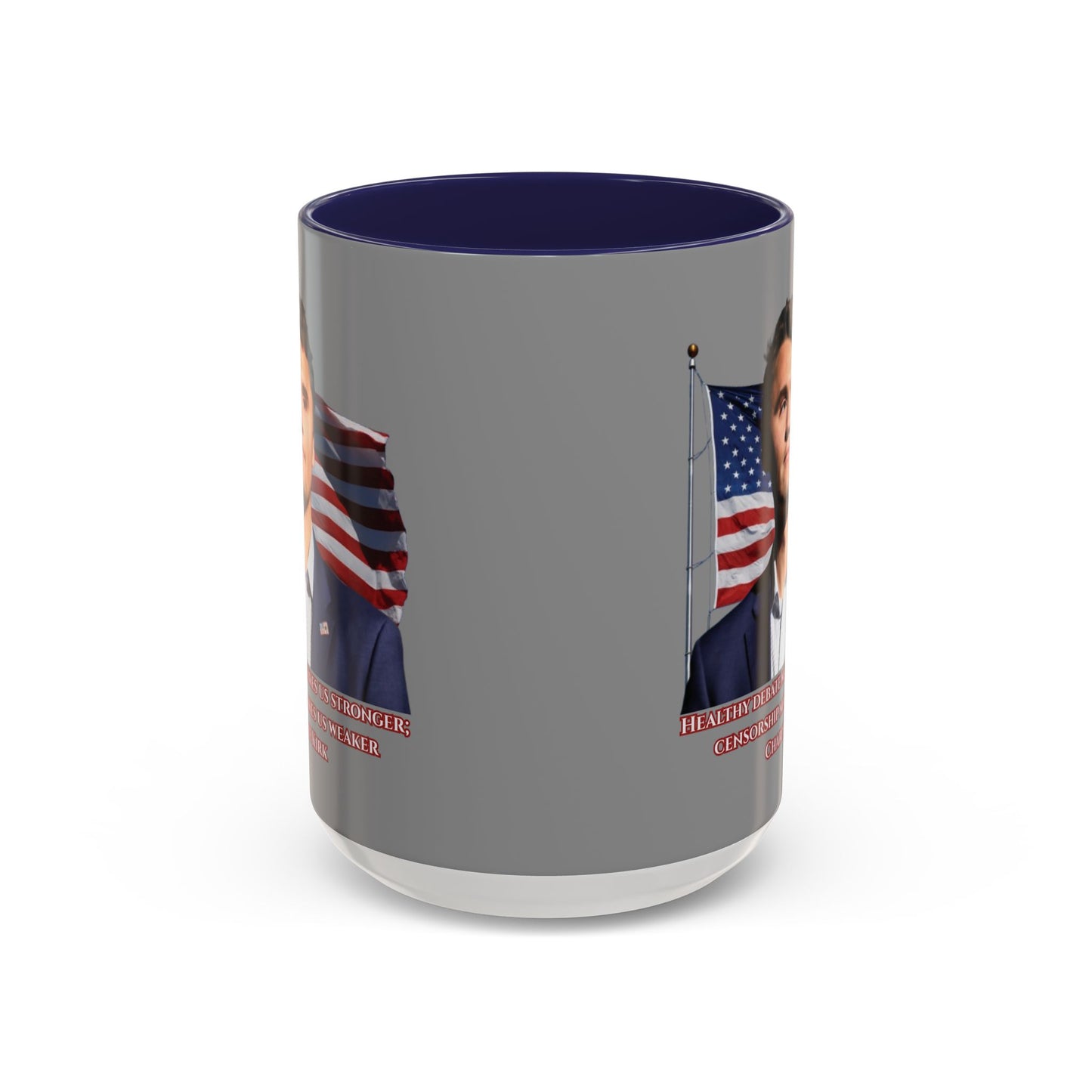 Charlie Kirk, Healthy Debate Grey Accent Mug by theGreenDragonTavern.shop