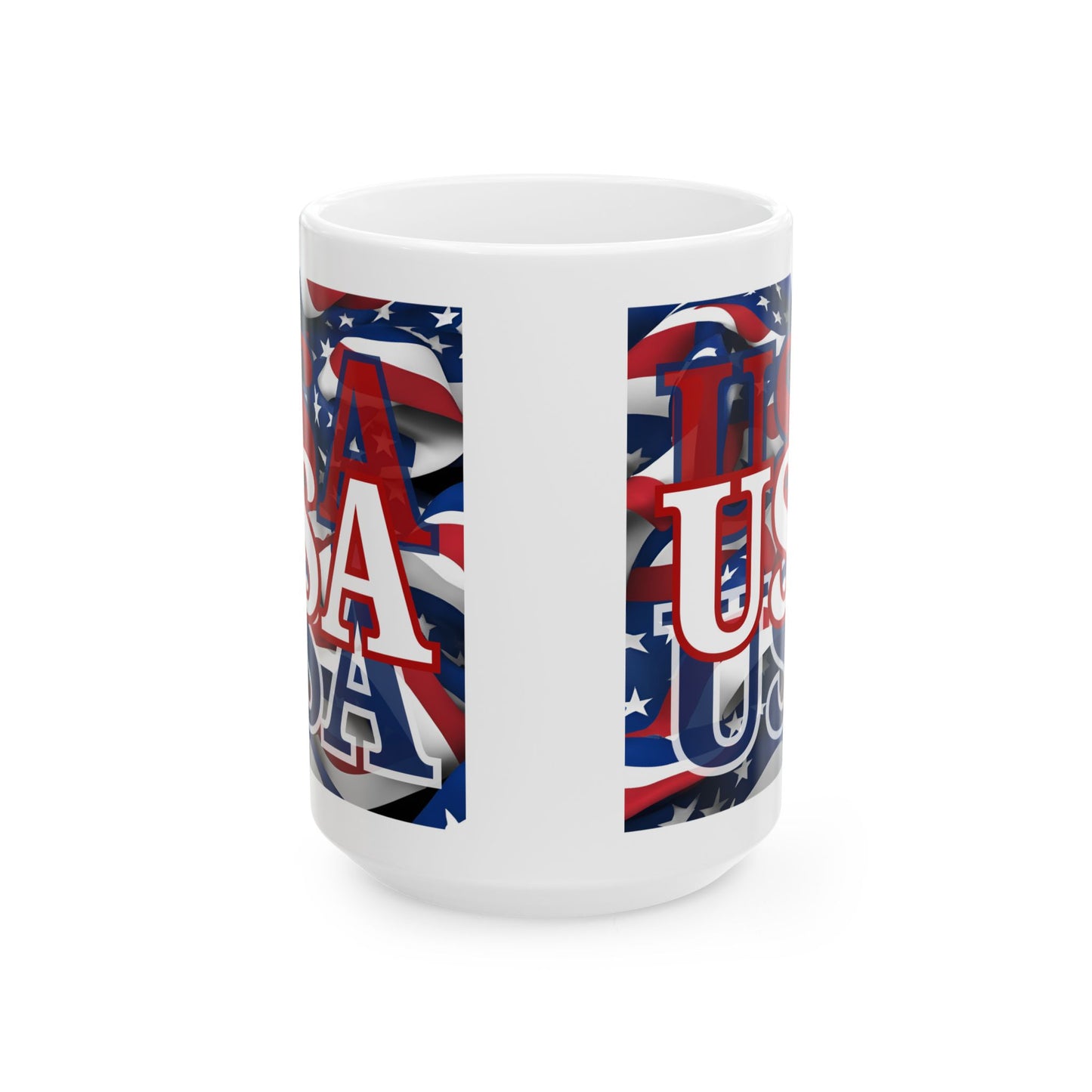 USA White font Center Patriot White Mug by theGreenDragonTavern.shop