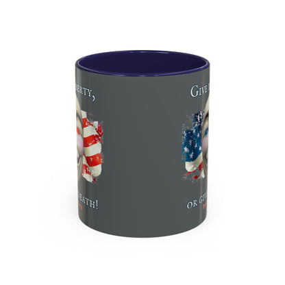 Vendetta, "Give me liberty, or give me death!" Grey Accent Mug by theGreenDragonTavern.shop