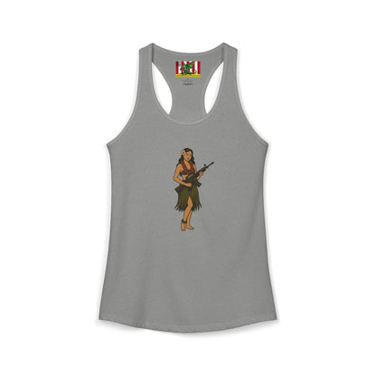 Hula Girl Packin' Heat Women's Racerback Tank Top by theGreenDragonTavern.shop