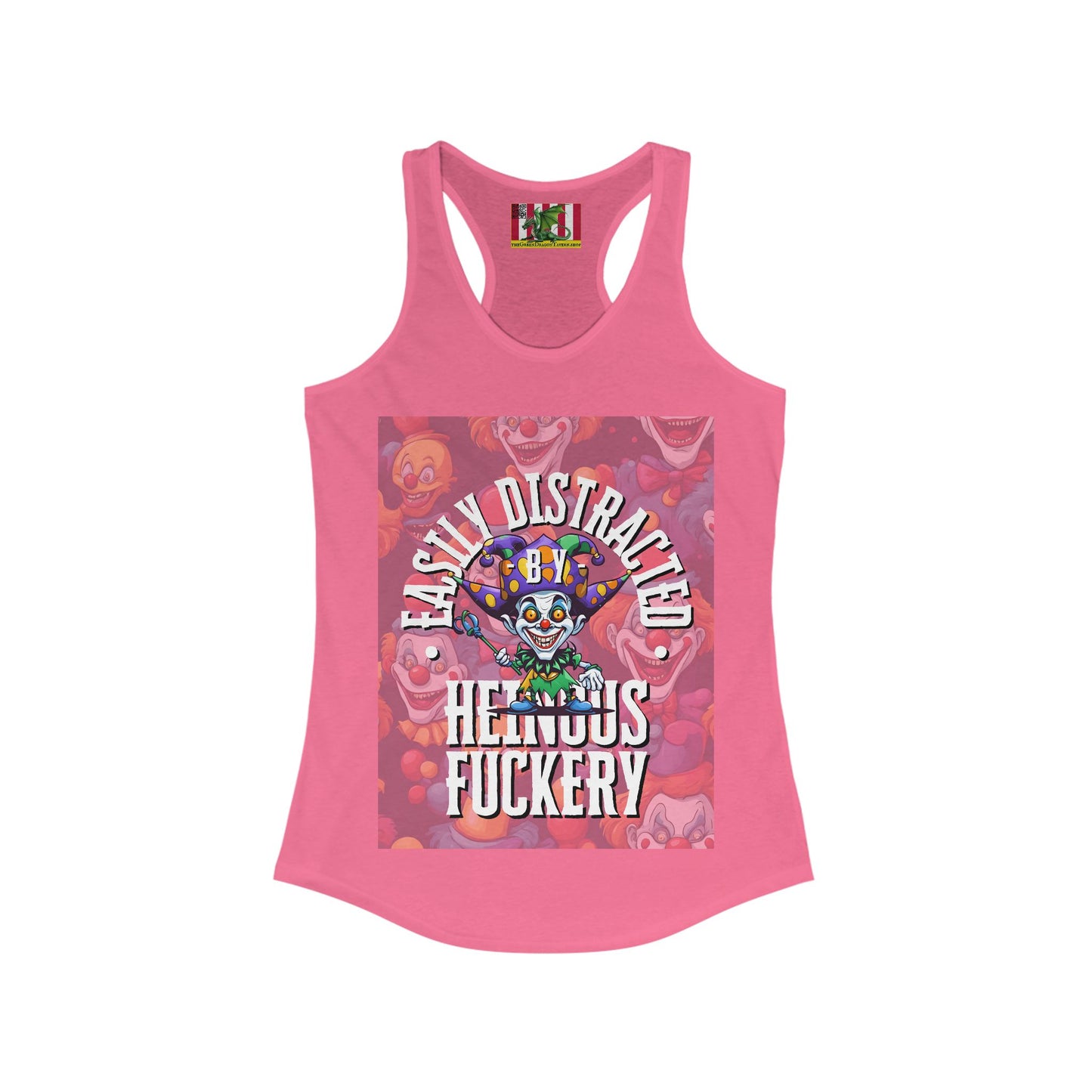 Easily Distracted by Heinous Fuckery Little Jincs Women's Racerback Tank Top by theGreenDragonTavern.shop