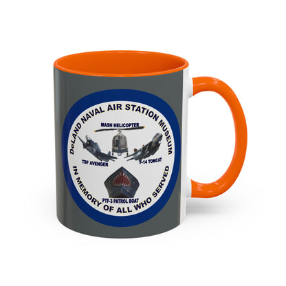 DNASM 2-sided, Founding & Student Art w/Navy Ring Grey Accent Mug by theGreenDragonTavern.shop