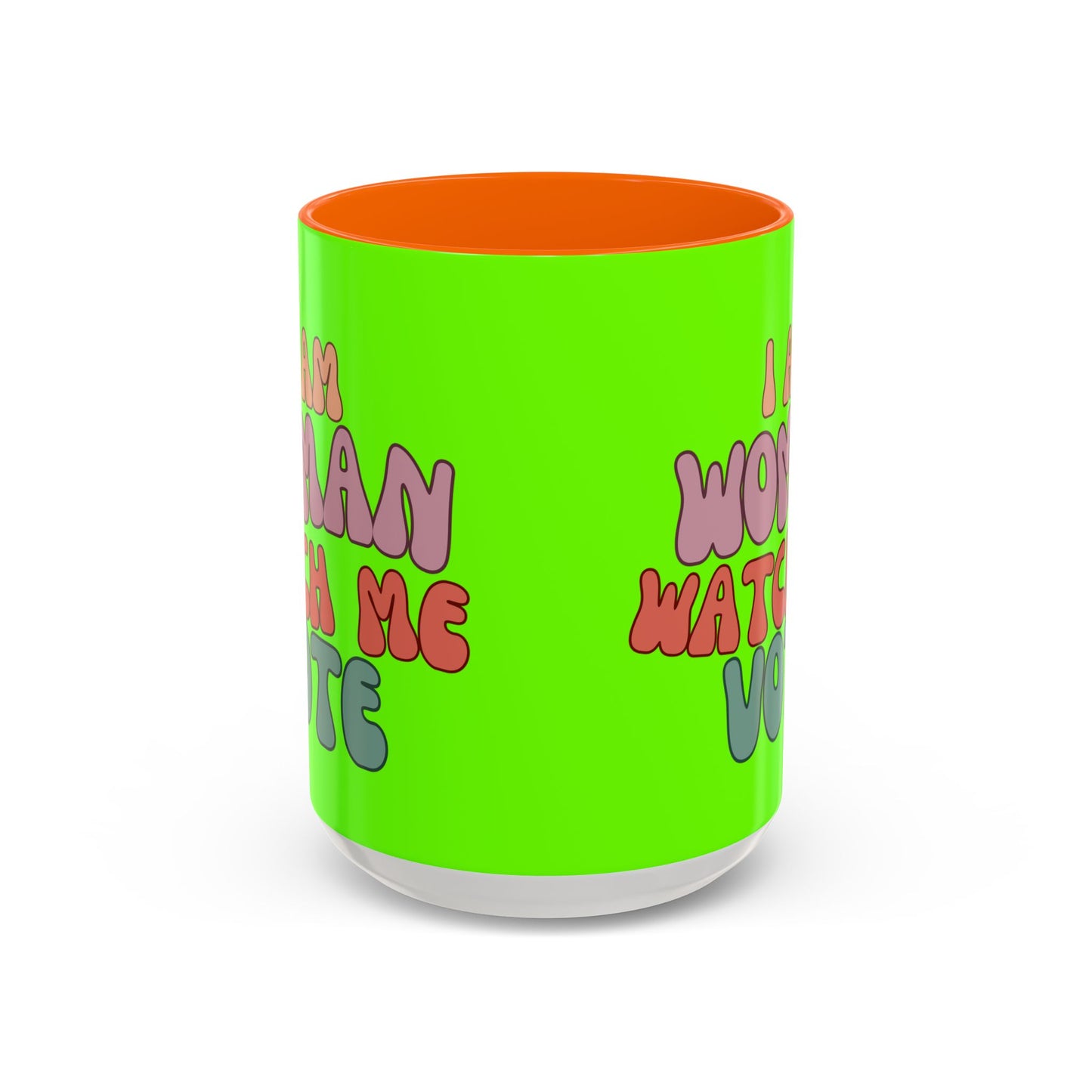 I Am Woman Watch Me Vote Light Green Accent Mug by theGreenDragonTavern.shop