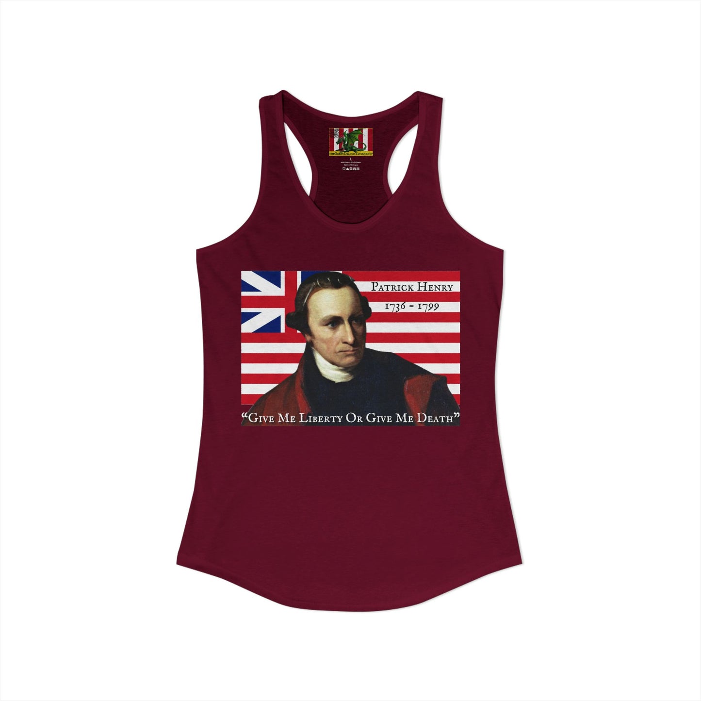 Patrick Henry Women's Racerback Tank Top by theGreenDragonTavern.shop