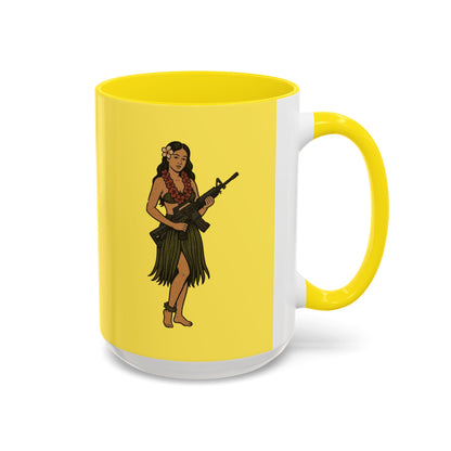 Hula Girl Packin' Heat Pineapple Accent Mug by theGreenDragonTavern.shop