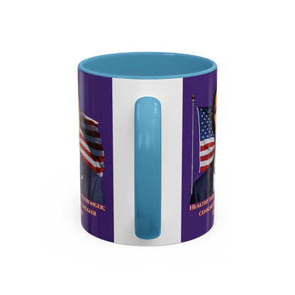 Charlie Kirk, Healthy Debate Purple Accent Mug by theGreenDragonTavern.shop