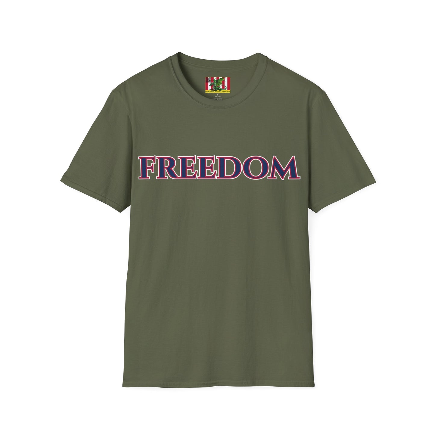 Freedom, Blue font, Dark colors Unisex T-Shirt by theGreenDragonTavern.shop