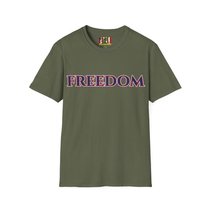 Freedom, Blue font, Dark colors Unisex T-Shirt by theGreenDragonTavern.shop