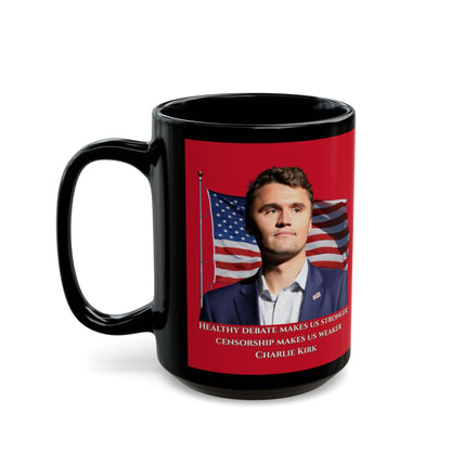 Charlie Kirk, Healthy Debate Red Mug by theGreenDragonTavern.shop