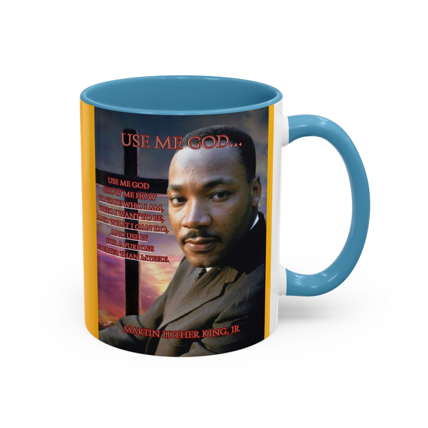 Use Me God, MLK Jr Yellow Accent Mug by theGreenDragonTavern.shop
