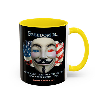 Ronald Reagan Freedom Vendetta Black Accent Mug by theGreenDragonTavern.shop
