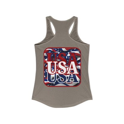 2-sided, Red WHITE and Blue USA Patriot Women's Racerback Tank Top by theGreenDragonTavern.shop