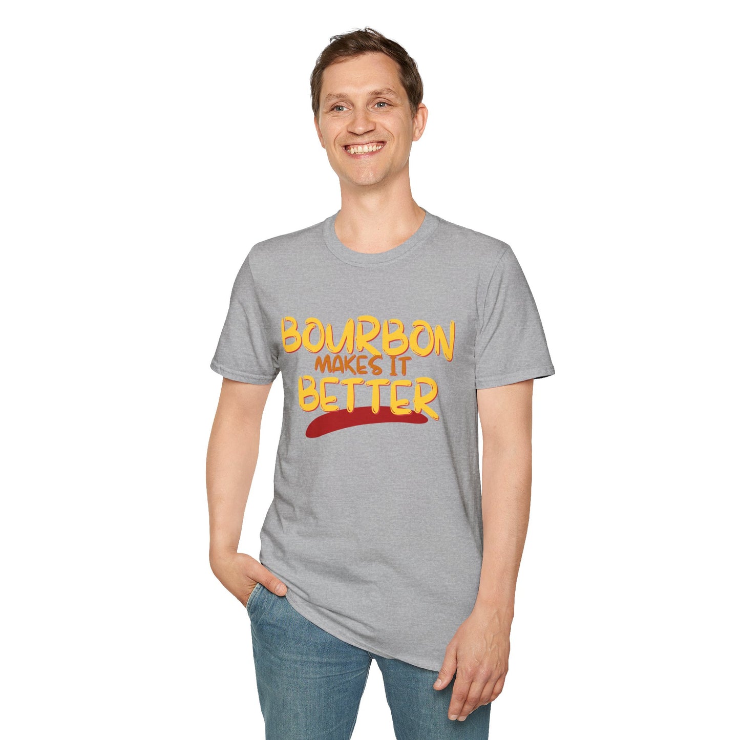 Bourbon makes it better LTcolors Unisex T-Shirt by theGreenDragonTavern.shop