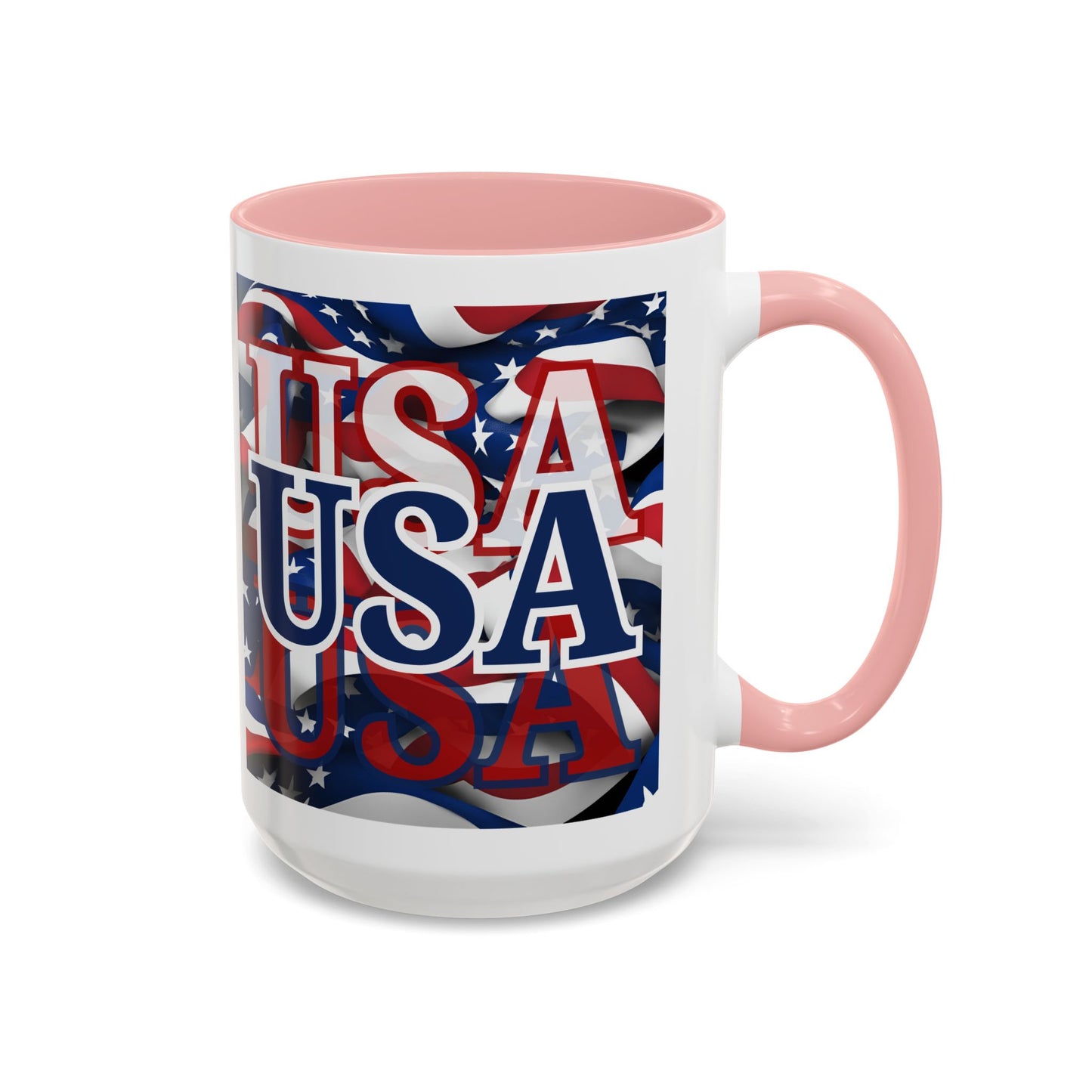 USA Blue font Center Patriot White Accent Mug by theGreenDragonTavern.shop