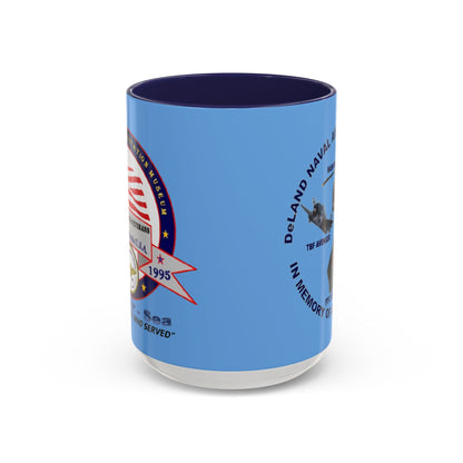 DNASM 2-sided, Founding & Student Art Light Blue Accent Mug by theGreenDragonTavern.shop