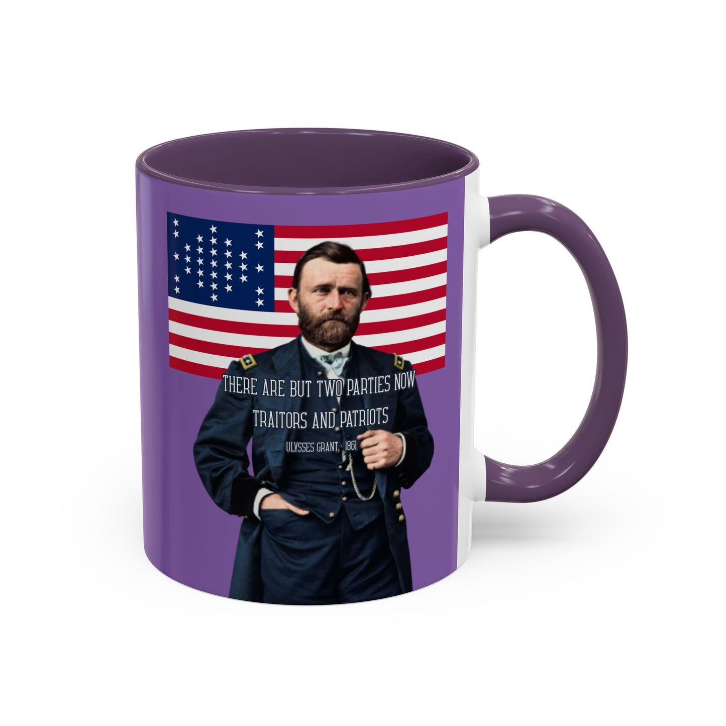 "Traitors and Patriots" Ulysses Grant Light Purple Accent Mug by theGreenDragonTavern.shop