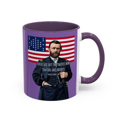 "Traitors and Patriots" Ulysses Grant Light Purple Accent Mug by theGreenDragonTavern.shop