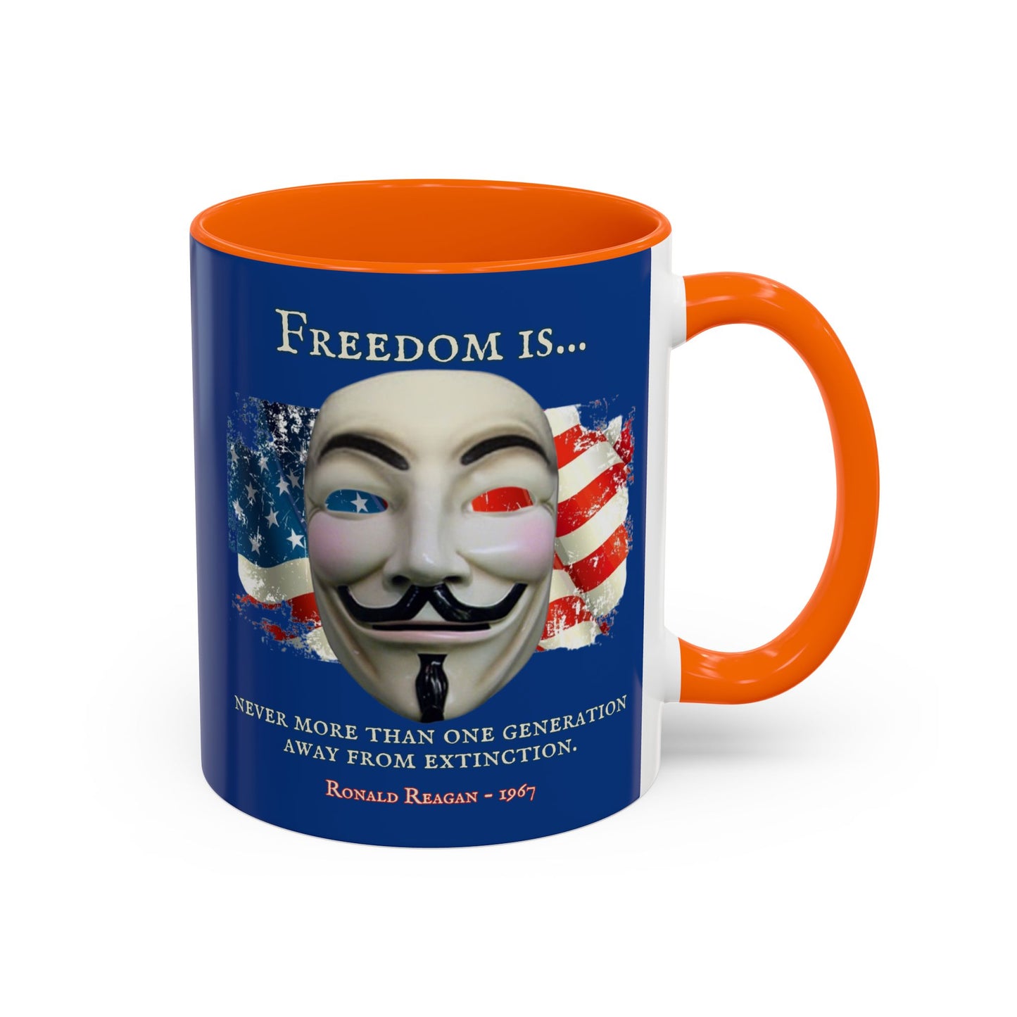 Ronald Reagan Freedom Vendetta Blue Accent Mug by theGreenDragonTavern.shop