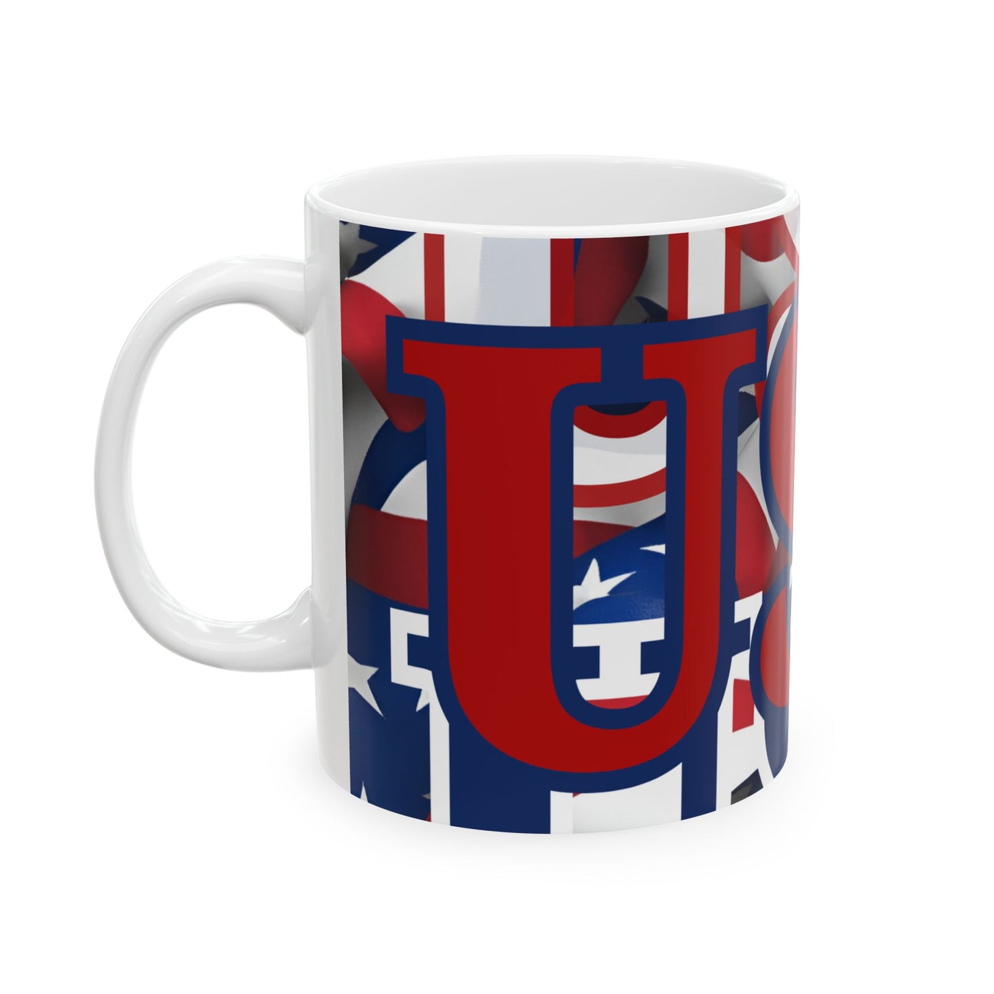 USA! USA! USA Red font Patriot White Mug by theGreenDragonTavern.shop