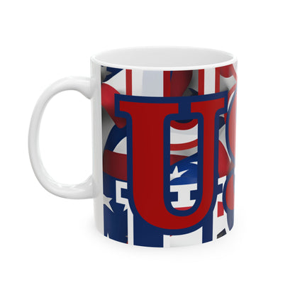 USA! USA! USA Red font Patriot White Mug by theGreenDragonTavern.shop