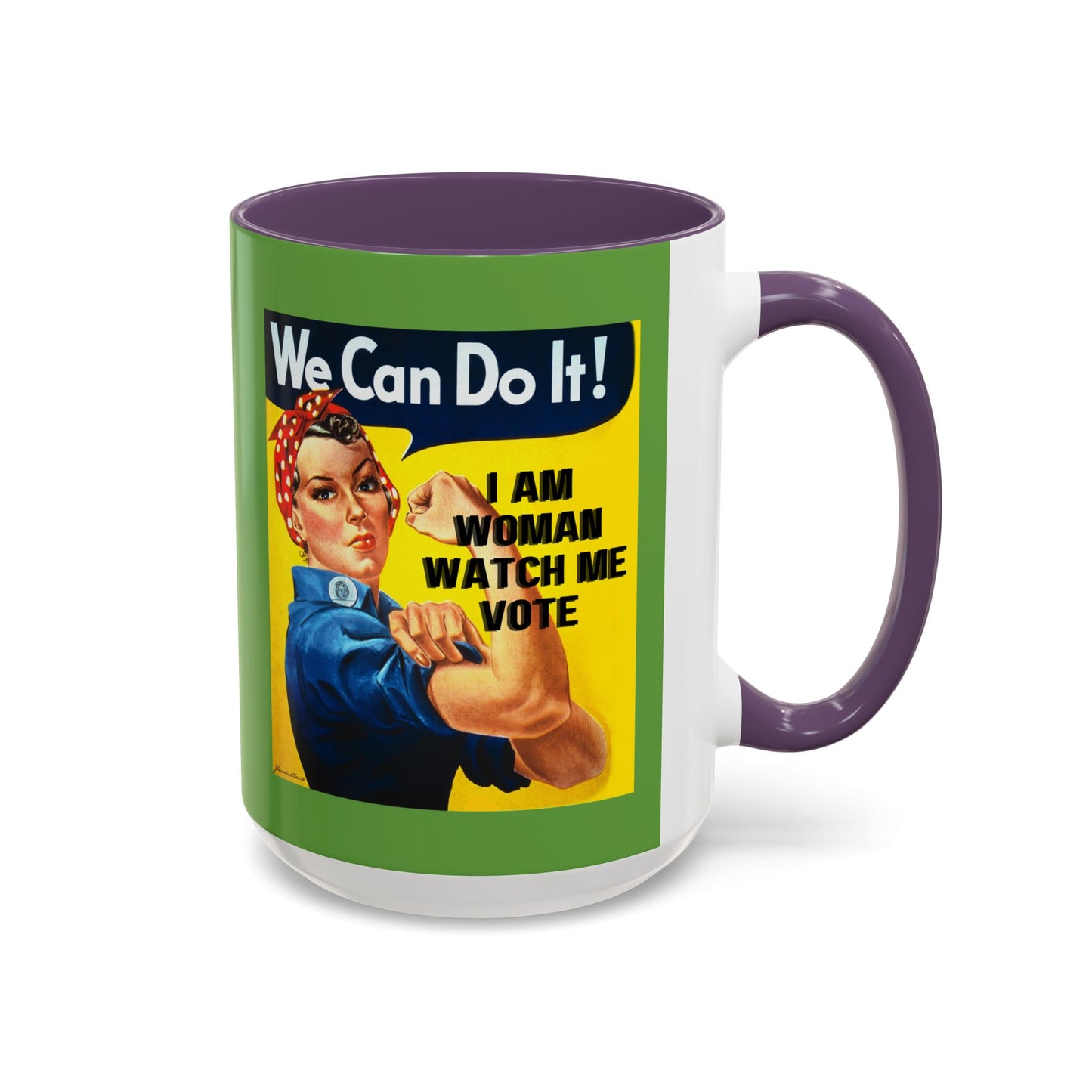 I Am Woman Watch Me Vote Rosie Green Accent Mug by theGreenDragonTavern.shop