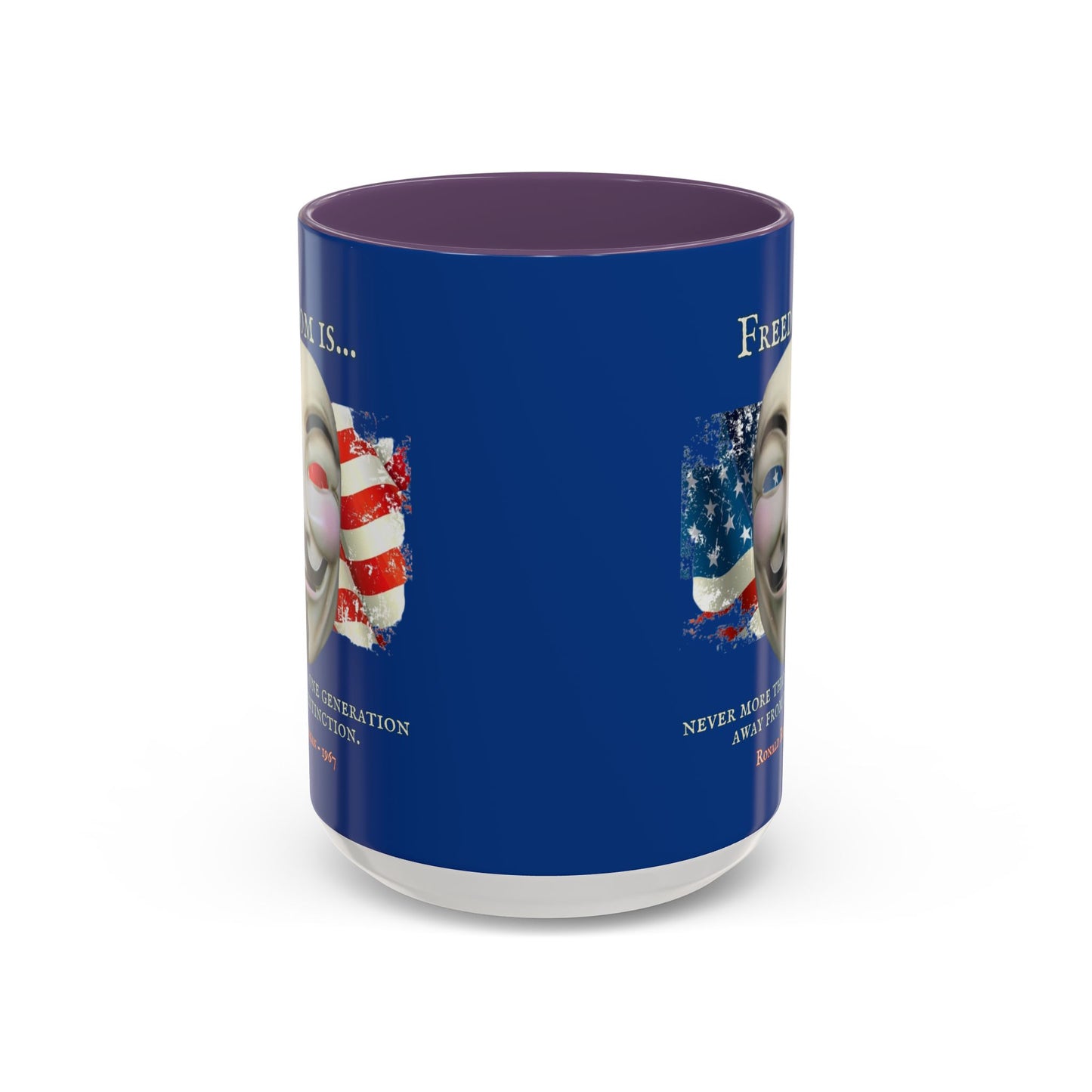 Ronald Reagan Freedom Vendetta Blue Accent Mug by theGreenDragonTavern.shop