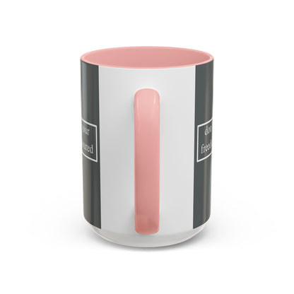 don't assume your freedoms are assured White font Grey Accent Mug by theGreenDragonTavern.shop