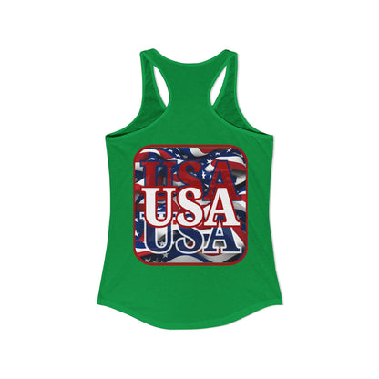 2-sided, Red WHITE and Blue USA Patriot Women's Racerback Tank Top by theGreenDragonTavern.shop