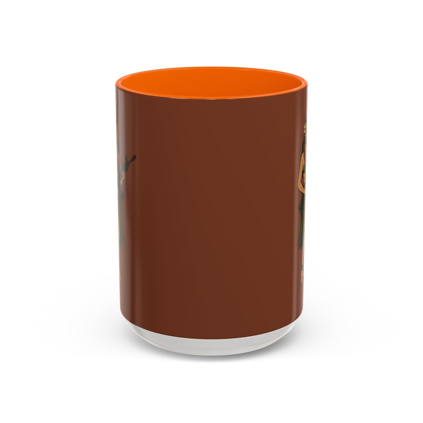 Hula Girl Packin' Heat Brown Accent Mug by theGreenDragonTavern.shop